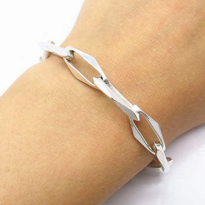 800 Silver Vintage Oval Link Bracelet 7"