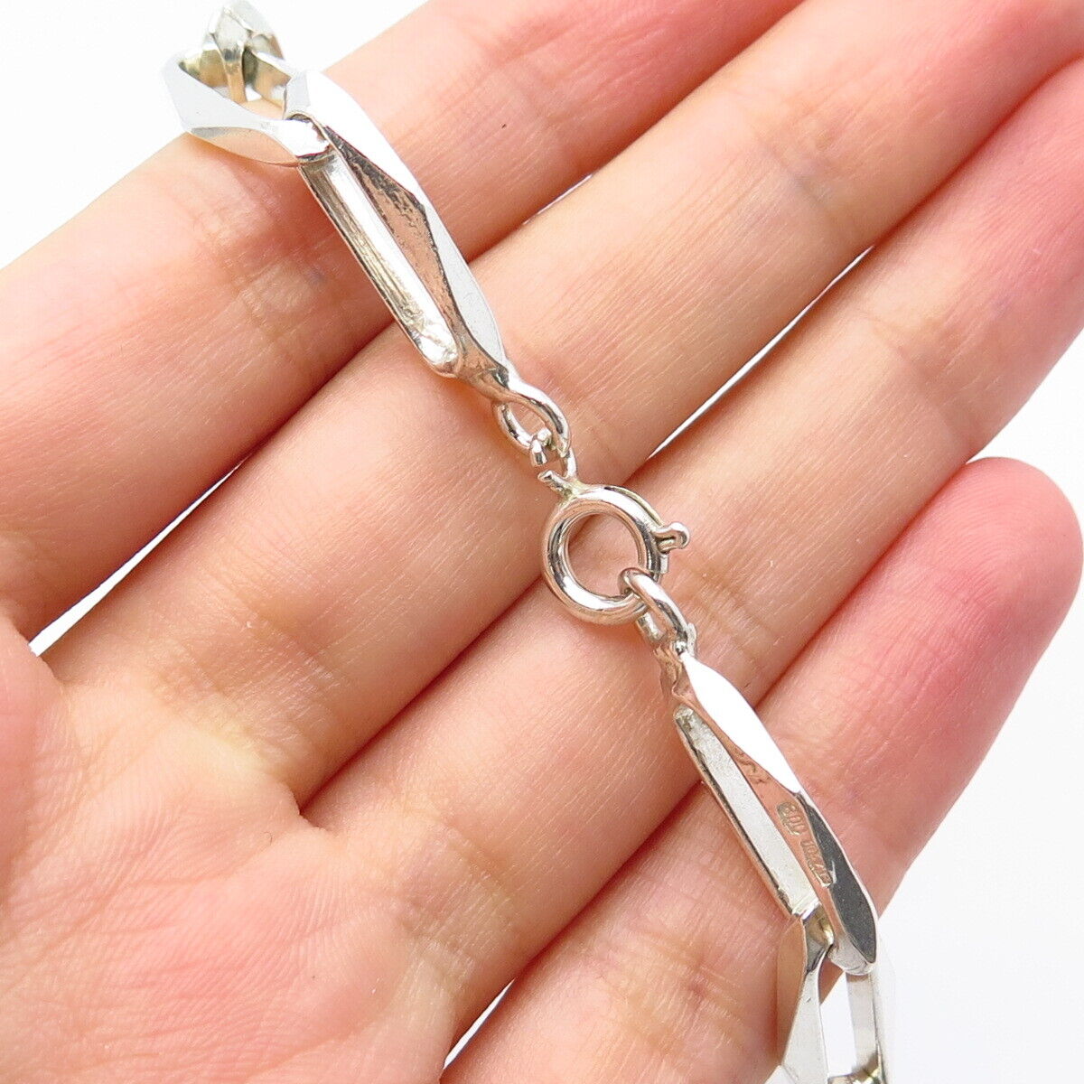 800 Silver Vintage Oval Link Bracelet 7"