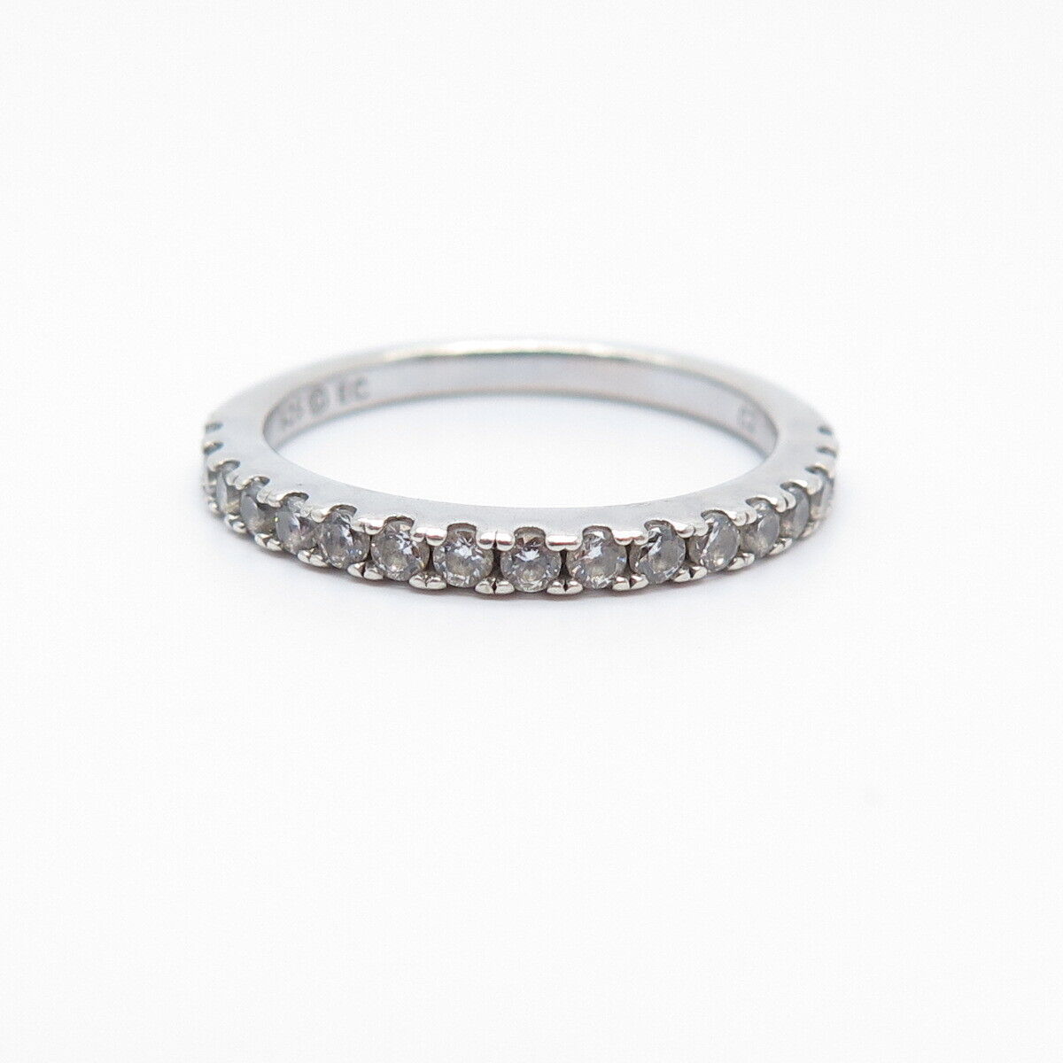 925 Sterling Silver C Z Half Eternity Ring Size 6.75