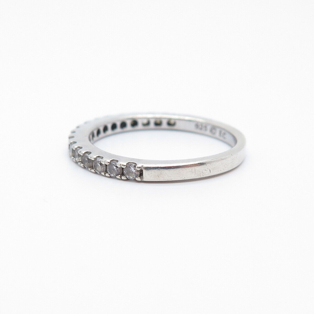 925 Sterling Silver C Z Half Eternity Ring Size 6.75