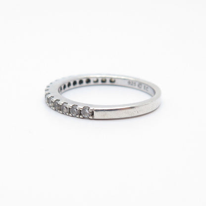 925 Sterling Silver C Z Half Eternity Ring Size 6.75