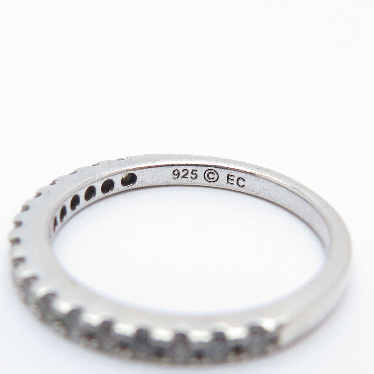 925 Sterling Silver C Z Half Eternity Ring Size 6.75