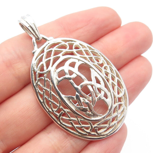 925 Sterling Silver Vintage Celtic Oval Pendant