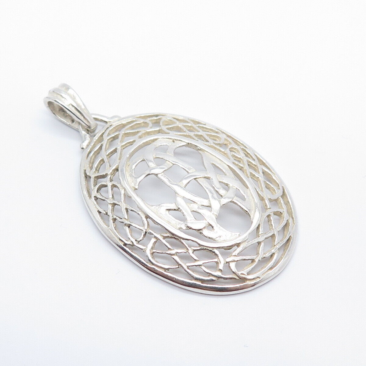 925 Sterling Silver Vintage Celtic Oval Pendant