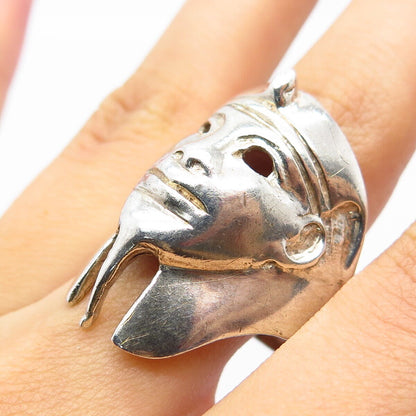 925 Sterling Silver Vintage Egyptian Pharaoh Statement Ring Size 12.5