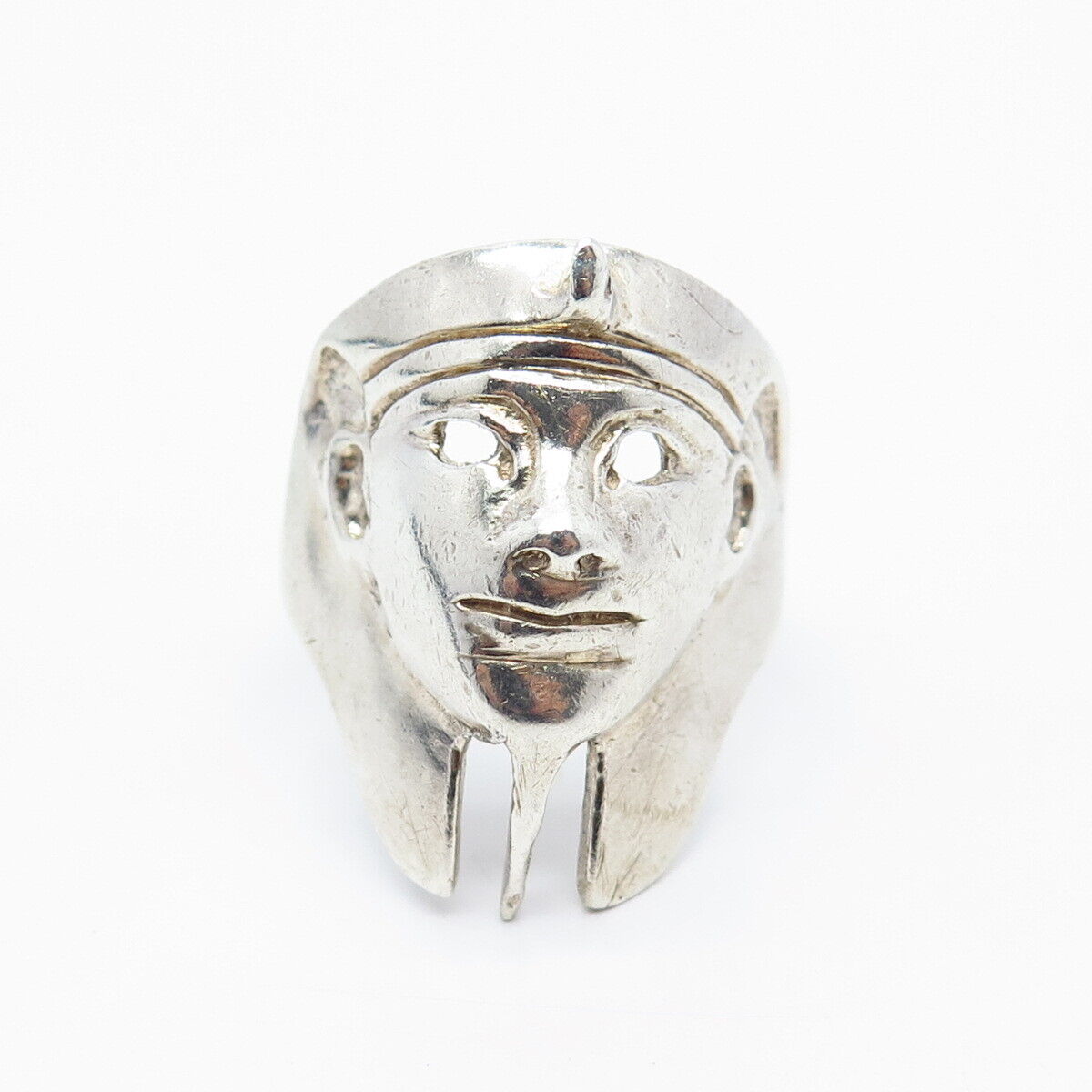 925 Sterling Silver Vintage Egyptian Pharaoh Statement Ring Size 12.5