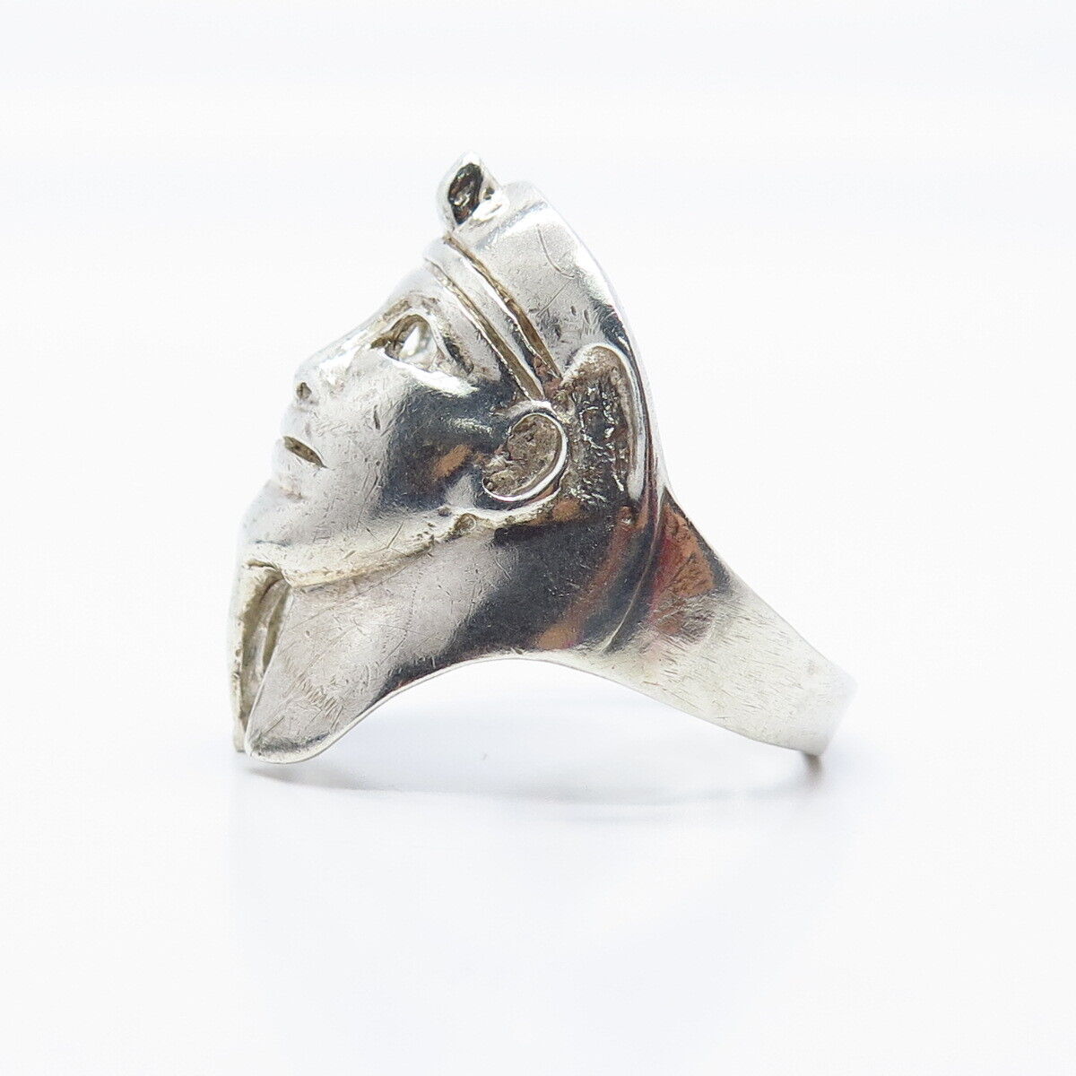 925 Sterling Silver Vintage Egyptian Pharaoh Statement Ring Size 12.5