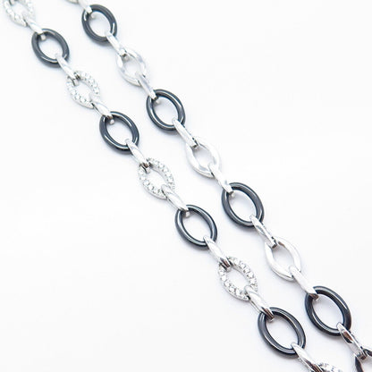 925 Sterling Silver C Z Oval Chain Necklace 16"