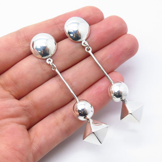 925 Sterling Silver Vintage Geometric Dangling Earrings