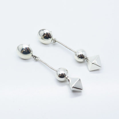 925 Sterling Silver Vintage Geometric Dangling Earrings