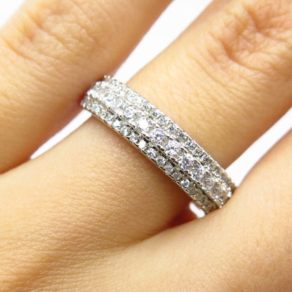 925 Sterling Silver Pave C Z Ring Size 6.75