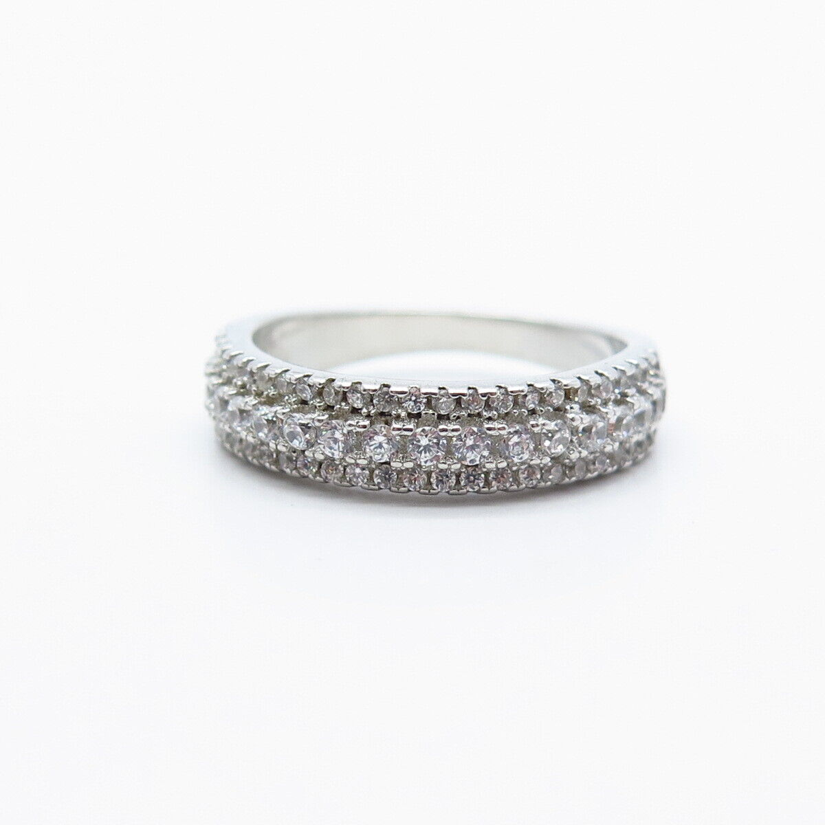 925 Sterling Silver Pave C Z Ring Size 6.75