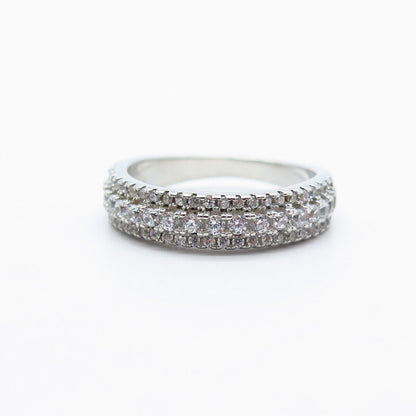 925 Sterling Silver Pave C Z Ring Size 6.75