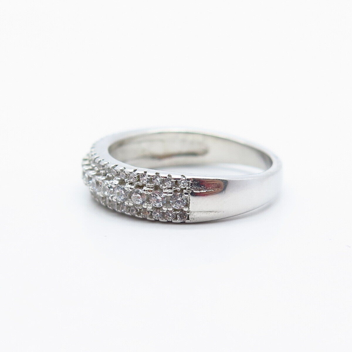 925 Sterling Silver Pave C Z Ring Size 6.75