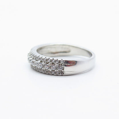 925 Sterling Silver Pave C Z Ring Size 6.75