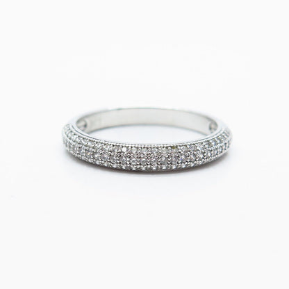 925 Sterling Silver Pave C Z Band Ring Size 8.25