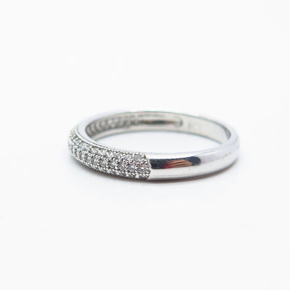 925 Sterling Silver Pave C Z Band Ring Size 8.25