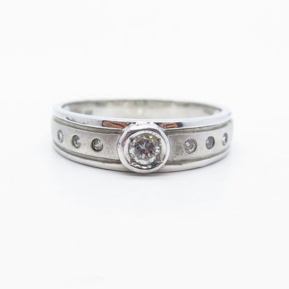 925 Sterling Silver Round-Cut C Z Ring Size 11.25