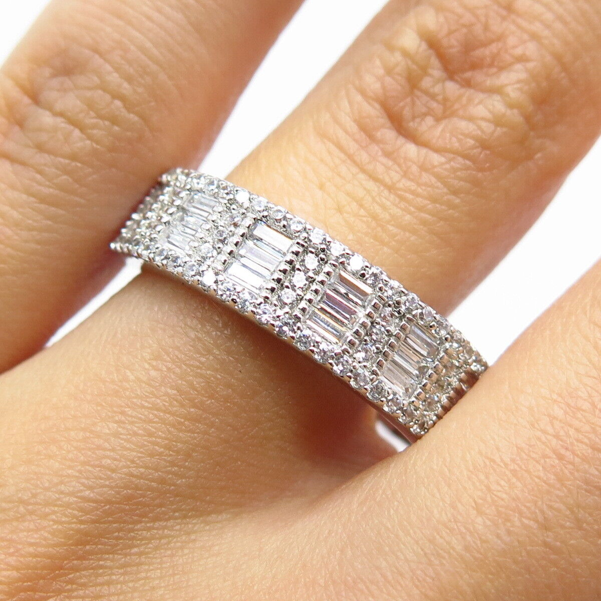 925 Sterling Silver Pave C Z Ring Size 10.25