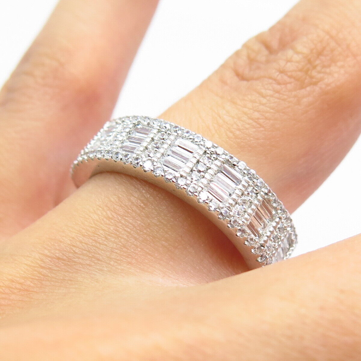 925 Sterling Silver Pave C Z Ring Size 10.25