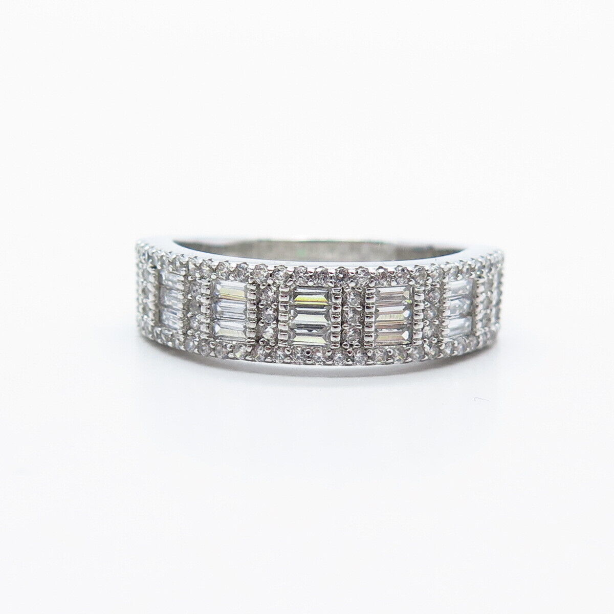925 Sterling Silver Pave C Z Ring Size 10.25