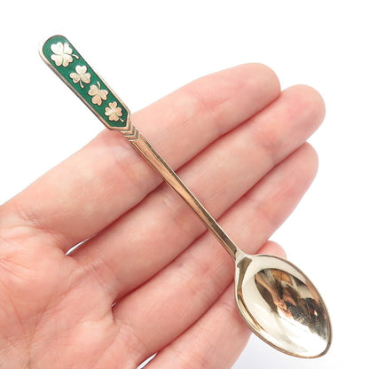 925 Sterling Silver Rose Gold Plated Vintage Egon Lauridsen Enamel Clover Spoon