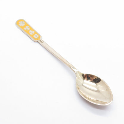 925 Sterling Silver Rose Gold Plated Vintage Egon Lauridsen Enamel Clover Spoon