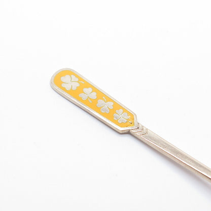 925 Sterling Silver Rose Gold Plated Vintage Egon Lauridsen Enamel Clover Spoon