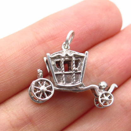 925 Sterling Silver Vintage Carriage Pendant