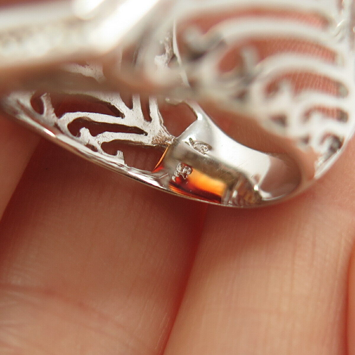 925 Sterling Silver Real Agate Gemstone Wide Ring Size 6 3/4