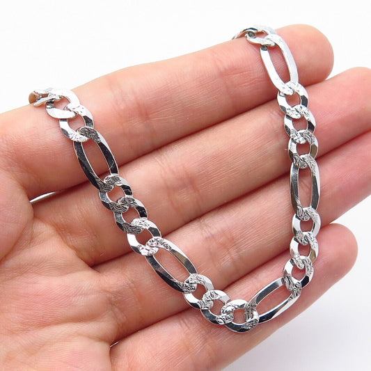 925 Sterling Silver Italy Figaro Chain Necklace 28"