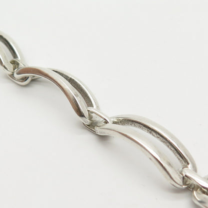 925 Sterling Silver Curved Gate Link Bracelet 7 1/4"