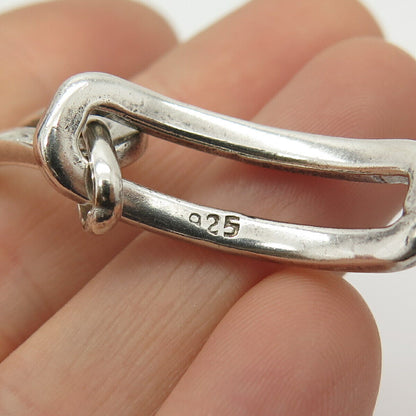 925 Sterling Silver Curved Gate Link Bracelet 7 1/4"