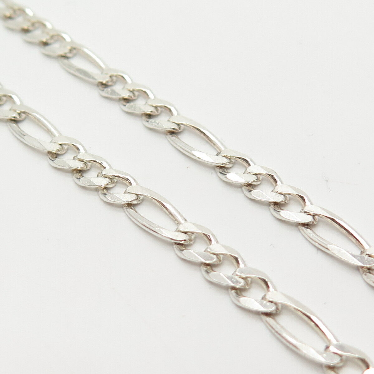 925 Sterling Silver Italy Figaro Chain Necklace 20"