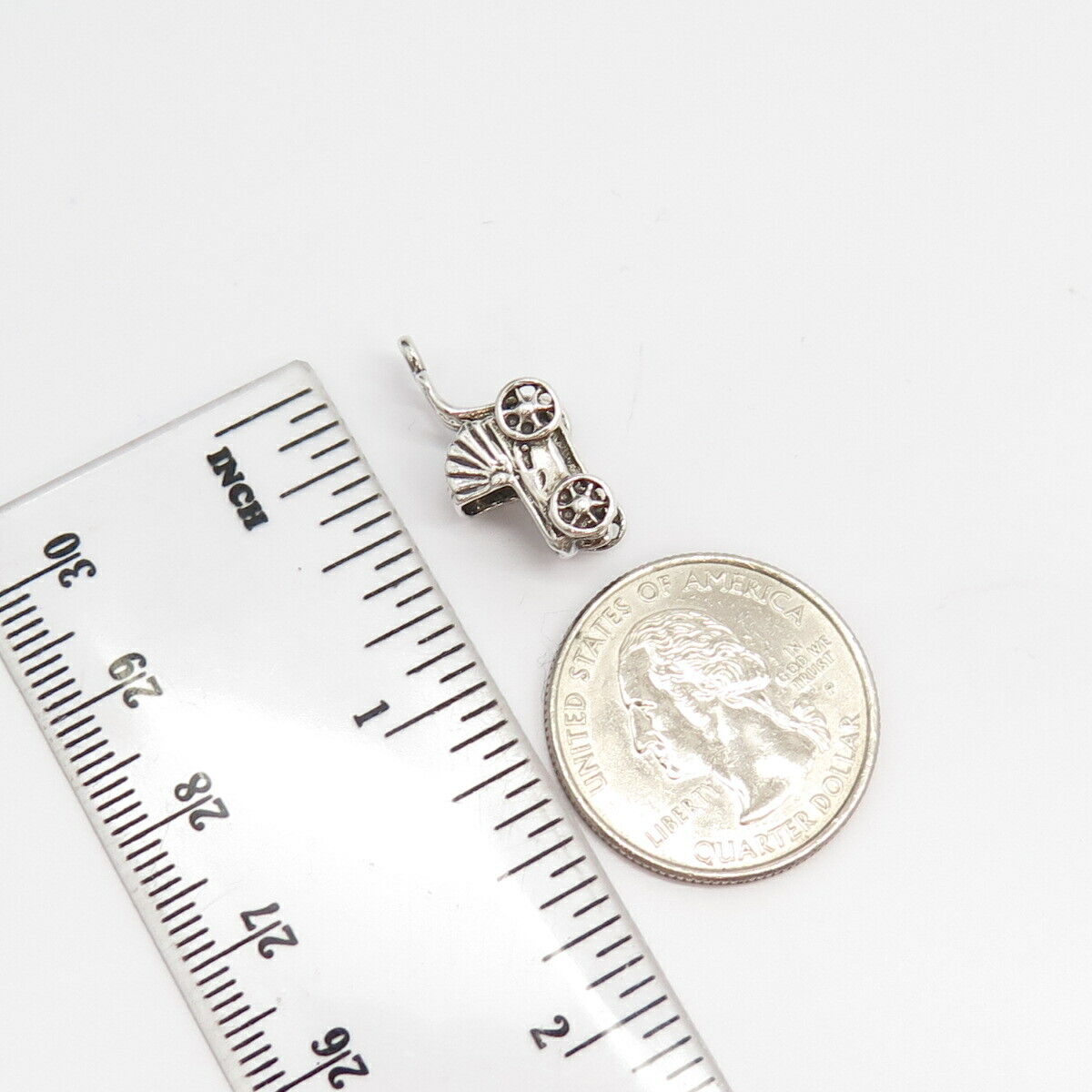 925 Sterling Silver Vintage Pram Charm Pendant