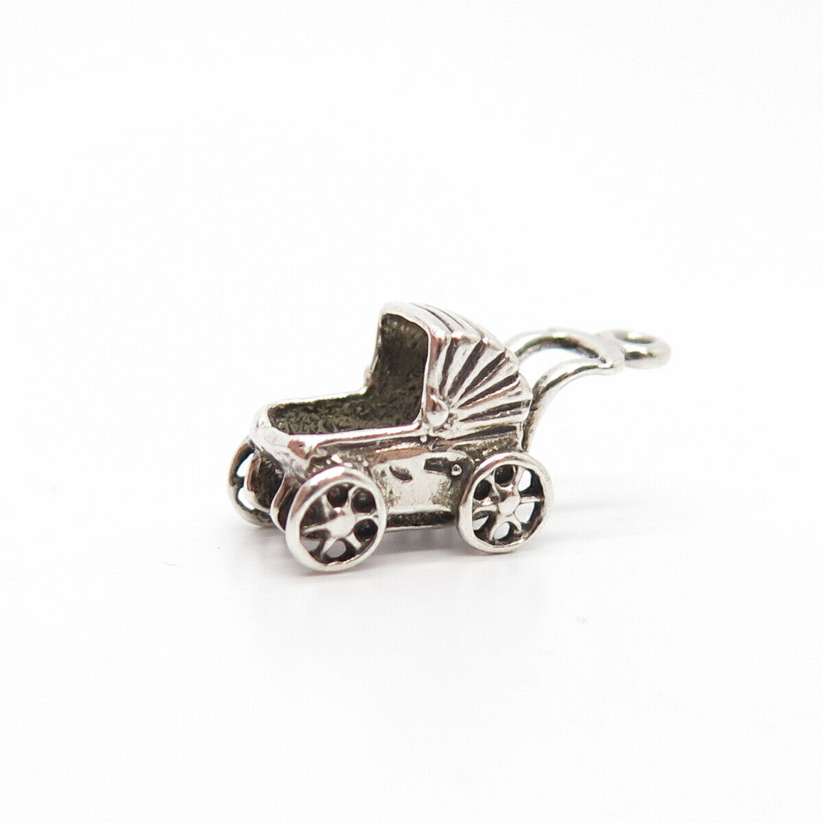 925 Sterling Silver Vintage Pram Charm Pendant