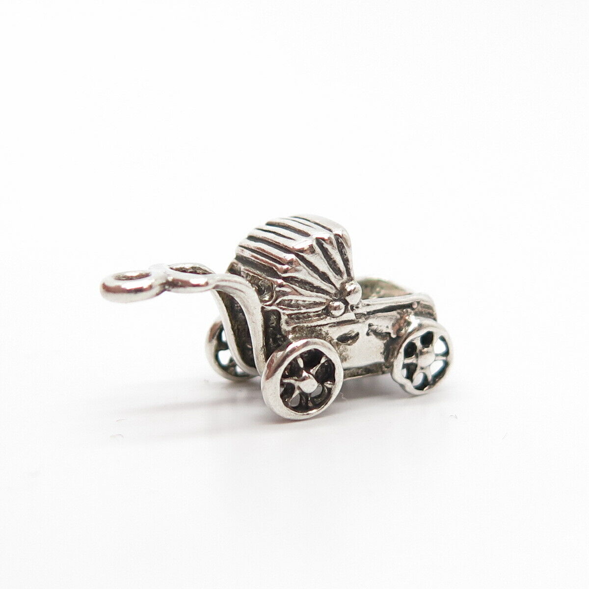 925 Sterling Silver Vintage Pram Charm Pendant