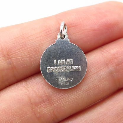 925 Sterling Silver Vintage Theda Religious Theme Charm Pendant