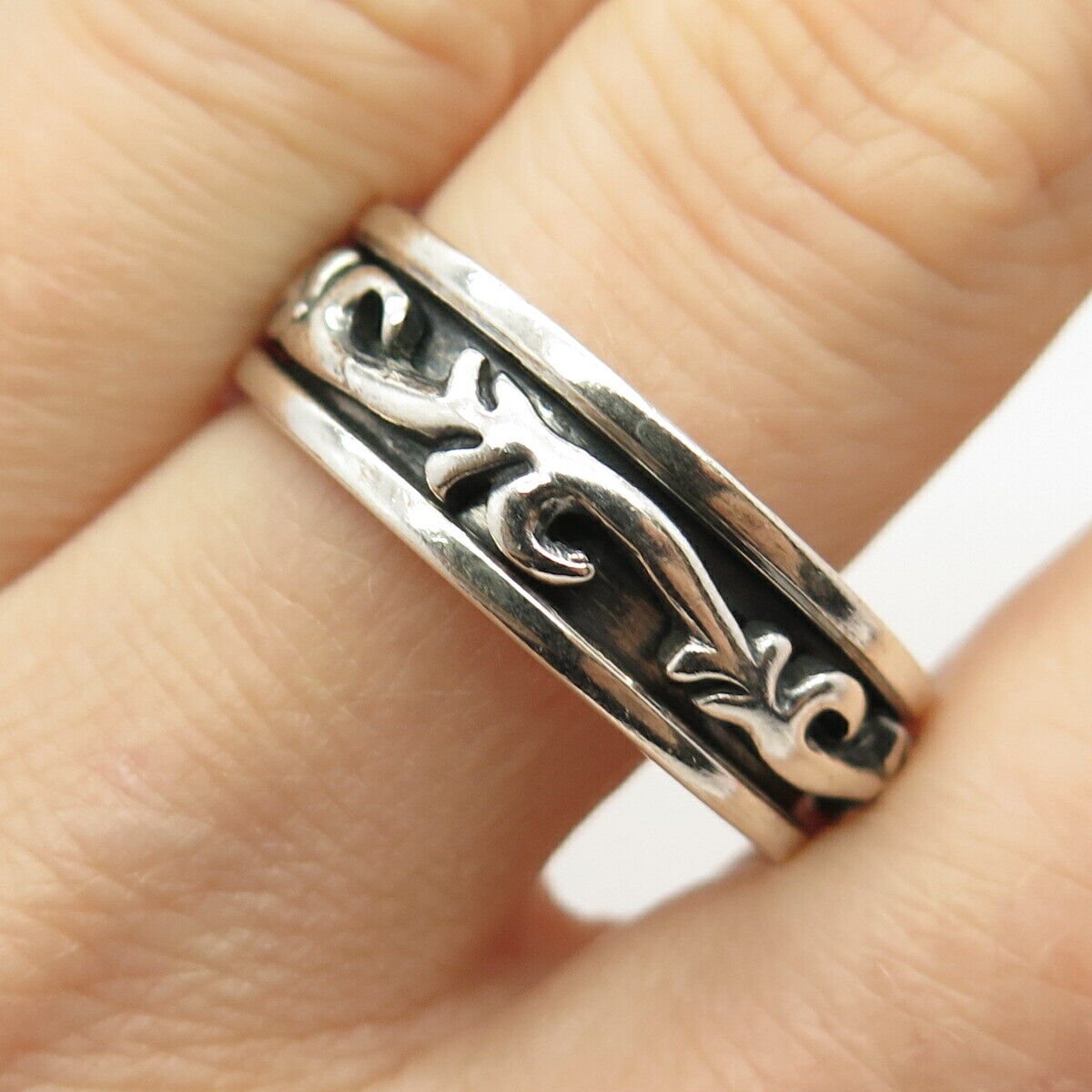 925 Sterling Silver Vintage Twig Rotating Men's Band Ring Size 12.5