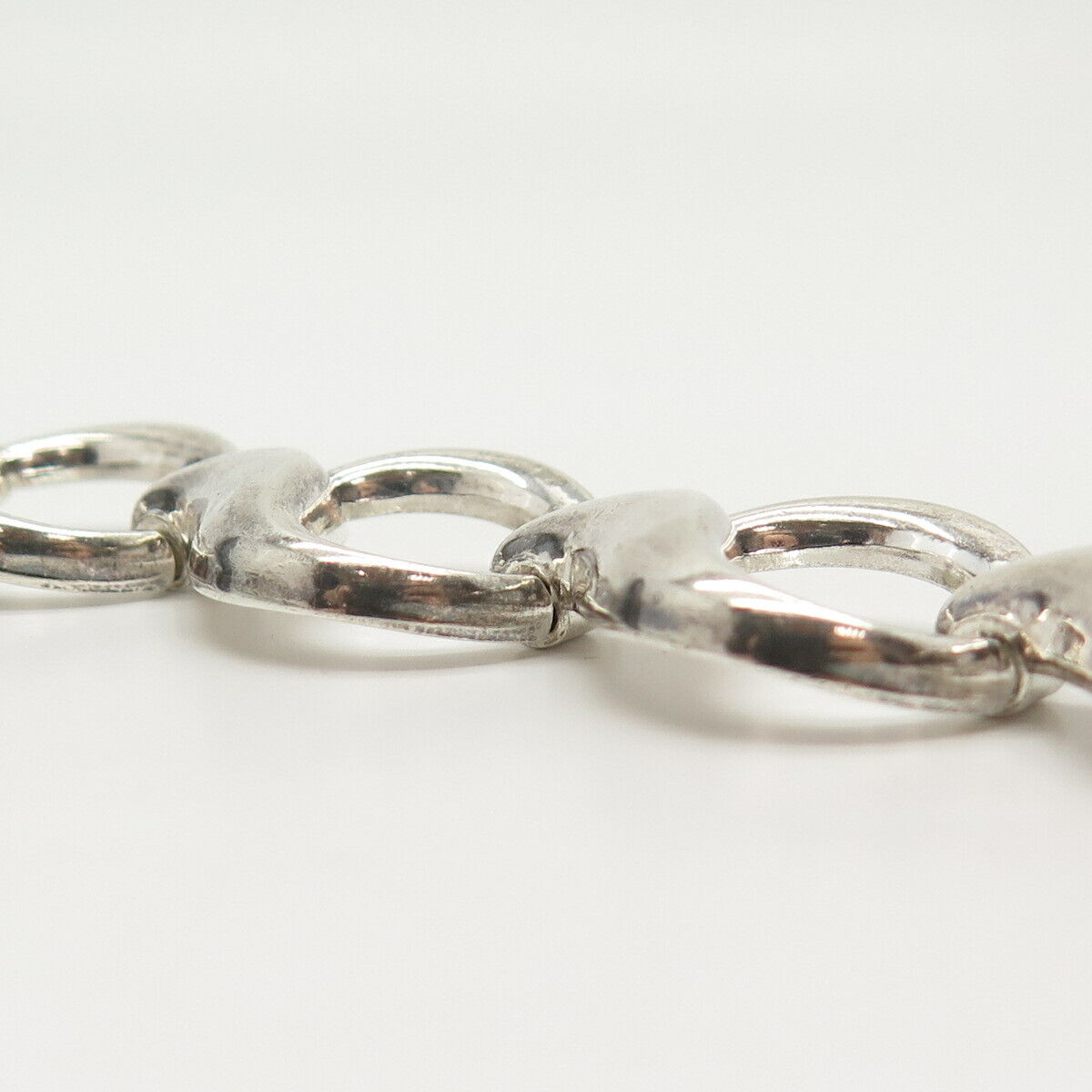 835 Silver Vintage Abstract Circle Link Bracelet 7"