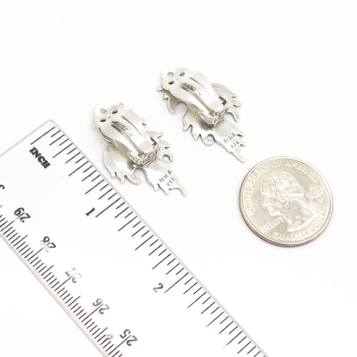 925 Sterling Silver Vintage Textured Leaves Clip On Earrings