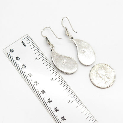 925 Sterling Silver Vintage Bead Teardrop Dangling Earrings