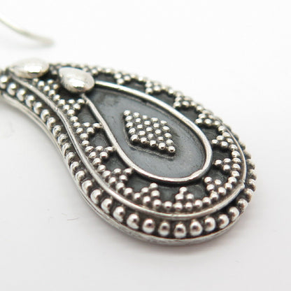 925 Sterling Silver Vintage Bead Teardrop Dangling Earrings