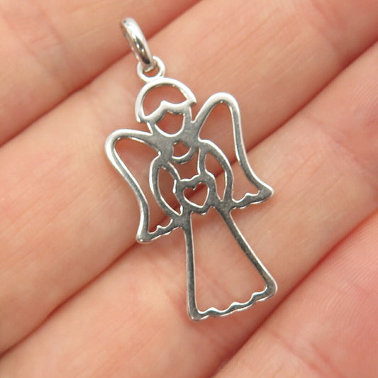 925 Sterling Silver Vintage Cutout Angel Design Pendant