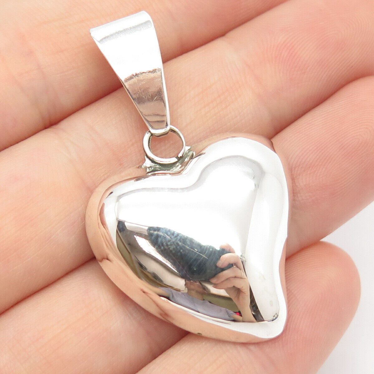 925 Sterling Silver Vintage Mexico Heart Hollow Pendant