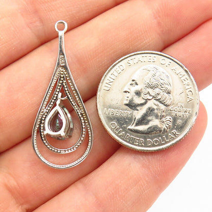 925 Sterling Silver Mystic C Z Teardrop Design Pendant