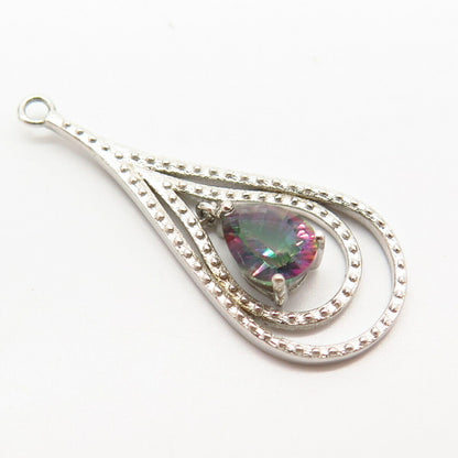 925 Sterling Silver Mystic C Z Teardrop Design Pendant