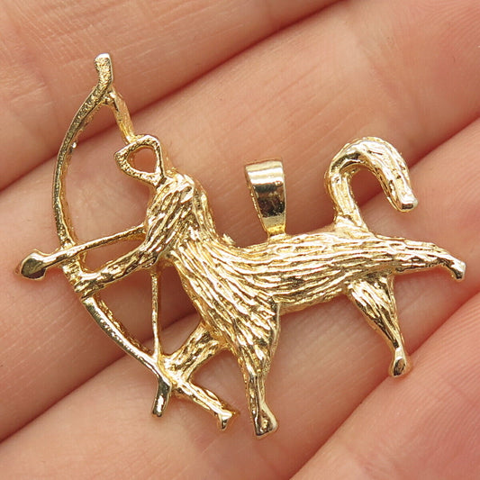 925 Sterling Silver Gold Plated Vintage Satyr Sign Pendant