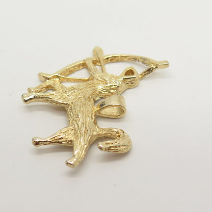 925 Sterling Silver Gold Plated Vintage Satyr Sign Pendant