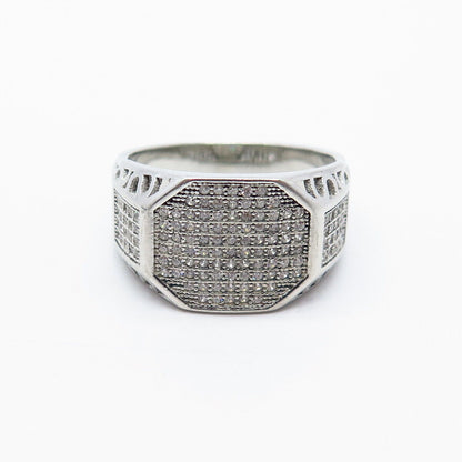 925 Sterling Silver Pave C Z Wide Ring Size 10